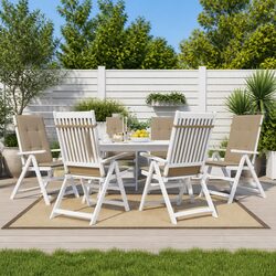 Highback Chair Cushions 6 pcs Taupe Outdoor Garden Patio Seat Pad Foam Fill