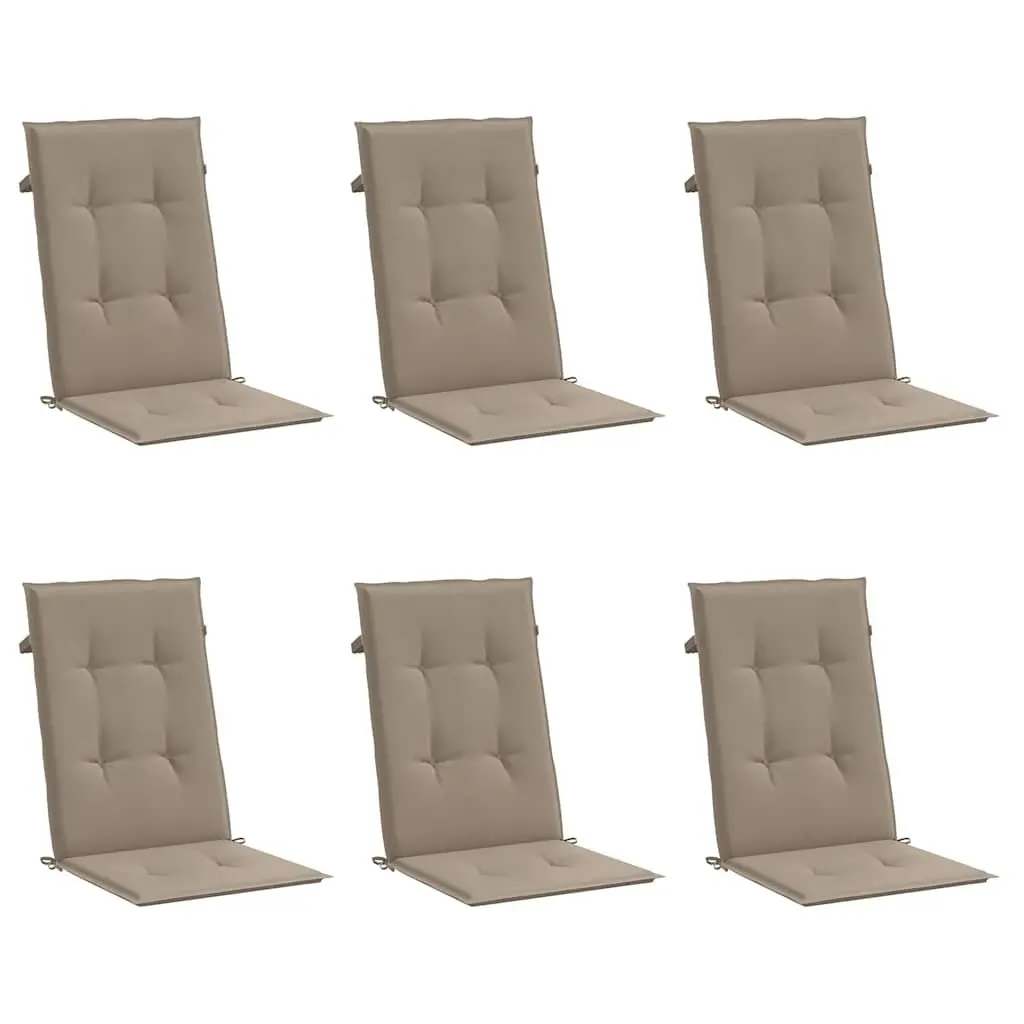 Highback Chair Cushions Taupe 120 x 50 x 3 cm Soft Foam Fill Water-Resistant 6 Piece