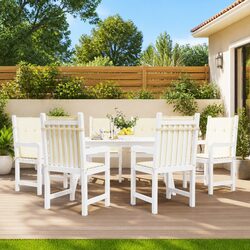 Lowback Chair Cushions 6 pcs Cream Outdoor Garden Patio Furniture Seat Pads