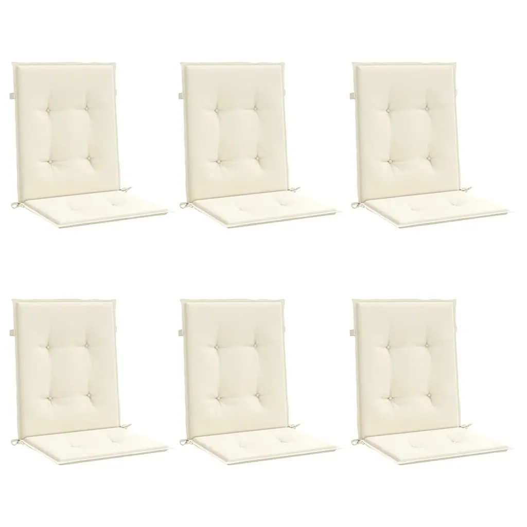 6 Piece Outdoor Cream Chair Cushions Lowback Oxford Fabric Foam Fibre Seat Pads for Garden Patio Furniture