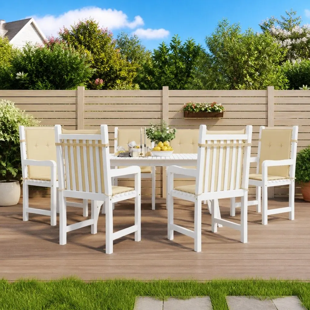 Lowback Chair Cushions Beige 100 x 50 cm 6 Piece Outdoor Patio Furniture Seat Pads