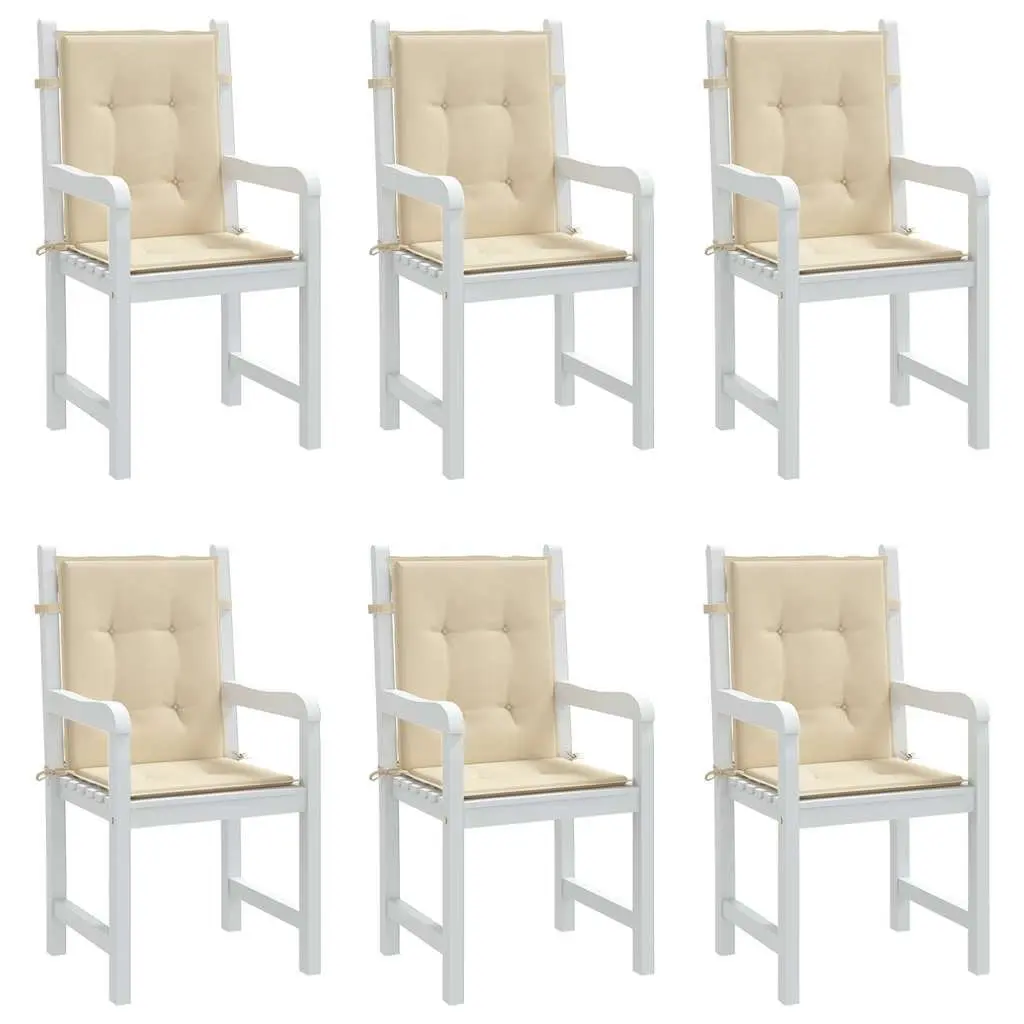 Lowback Chair Cushions Beige 100 x 50 cm 6 Piece Outdoor Patio Furniture Seat Pads