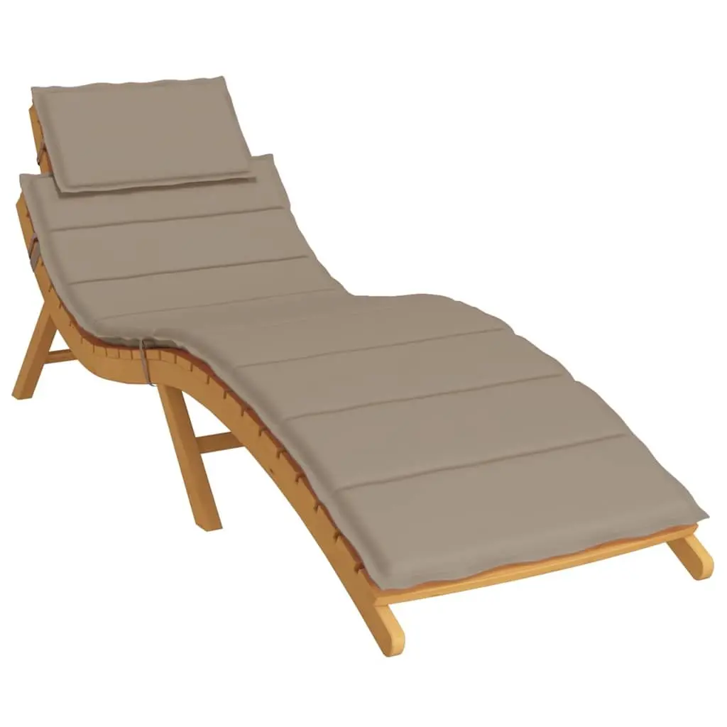 Sun Lounger Cushion Taupe 186x58cm Waterproof Oxford Fabric Non-Slip Ropes