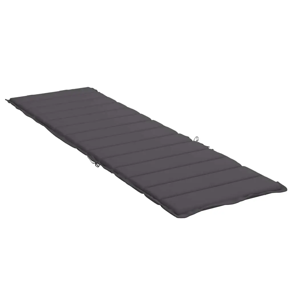 Sun Lounger Cushion Anthracite 200x50x3cm Water-resistant Breathable Fabric Non-slip Backing