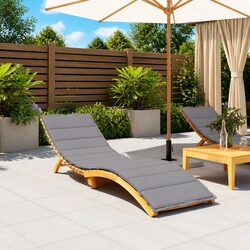 Sun Lounger Cushion Grey Outdoor Garden Patio Chair Pad Water Resistant 200x50cm