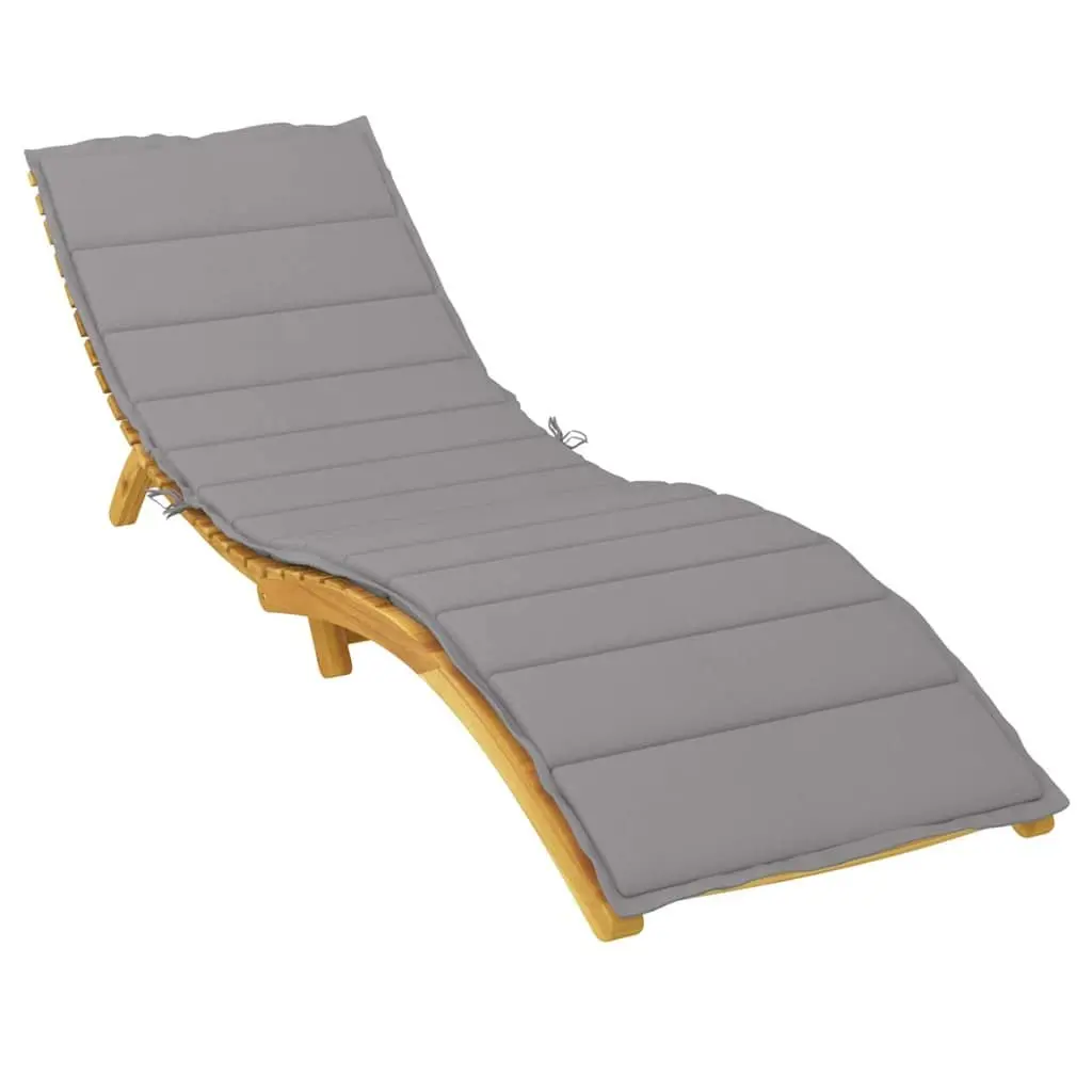 Sun Lounger Cushion Grey 200x50cm Water Resistant Foam Fibre Filling