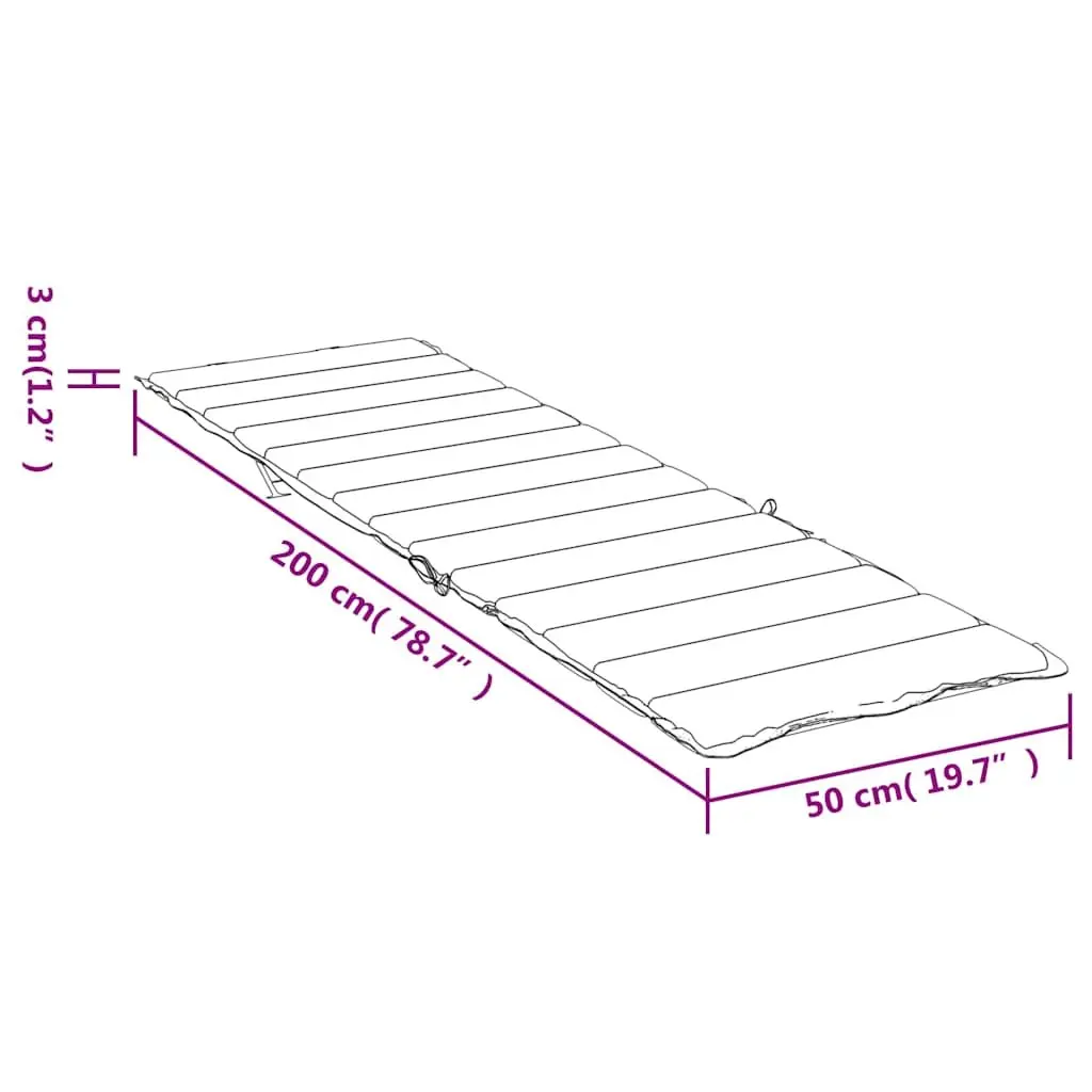 Sun Lounger Cushion Grey 200x50cm Water Resistant Foam Fibre Filling
