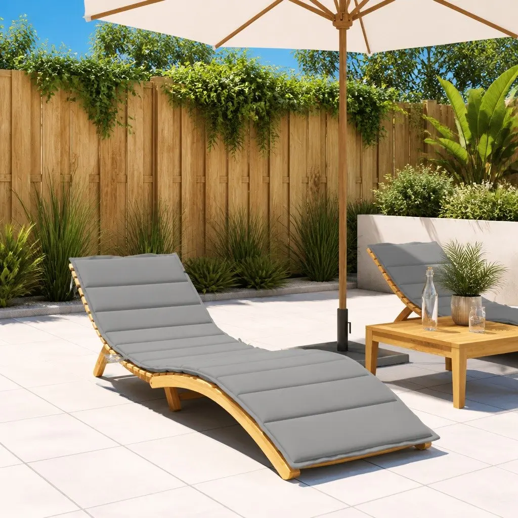 Sun Lounger Cushion Grey Outdoor Garden Patio Chair Pad Water Resistant Oxford