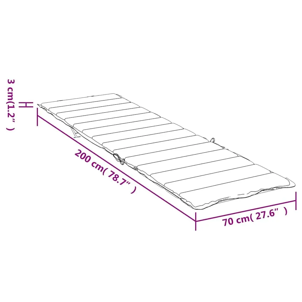 Sun Lounger Cushion Beige Outdoor Garden Patio Chair Pad 200x70x3cm