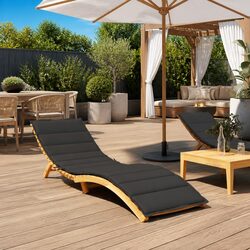 Black Sun Lounger Cushion for Outdoor Comfort
