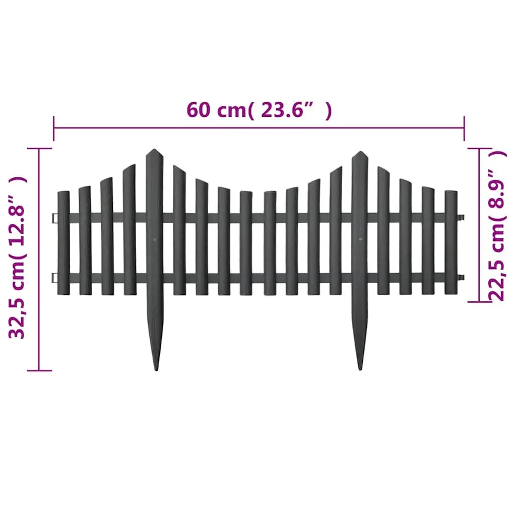 Garden Lawn Edging Borders Anthracite 10m Interconnectable Fencing