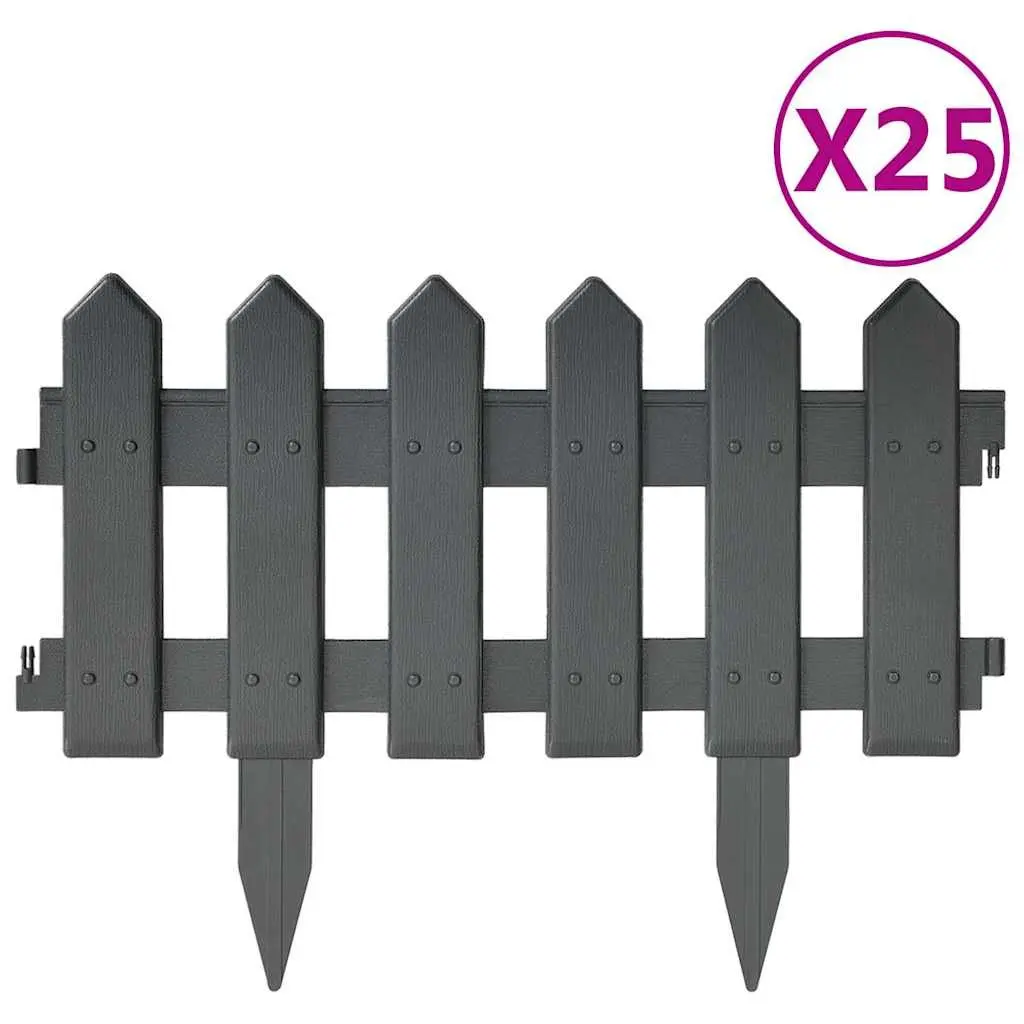 Garden Lawn Edging Border Anthracite 10m Flexible Outdoor Edger 25 Pieces