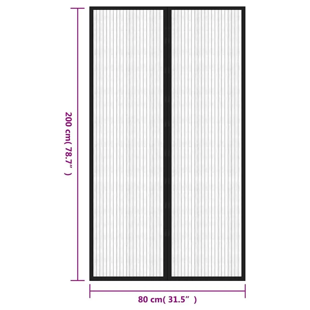 Insect Door Curtains 2 pcs with Magnet Blocks Black Window Screen 200x80 cm