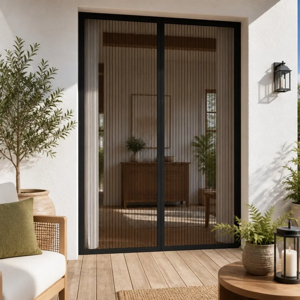 Insect Door Curtains with Magnet Blocks, Black