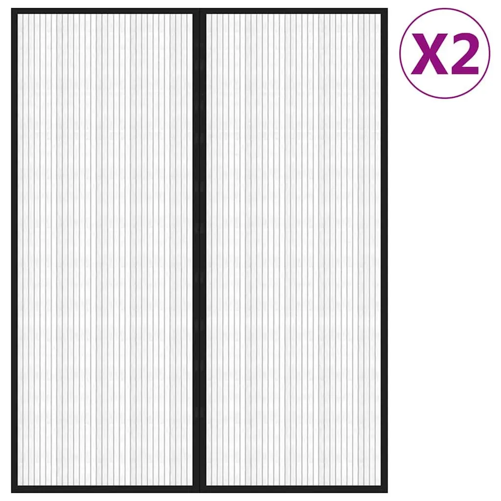 Insect Door Curtains Black 230x160 cm 2 Piece Magnet Blocks Mesh Screen
