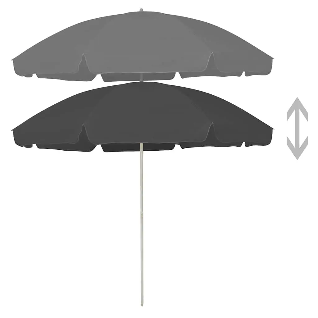Beach Parasol Anthracite 300cm UV Protective Canopy Tilt Function
