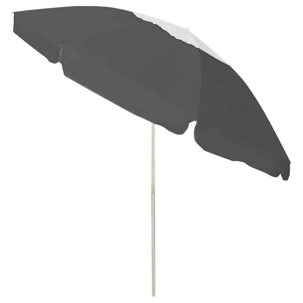 Beach Parasol Anthracite 240cm UV Protective Polyester Canopy Adjustable Tilt Vent