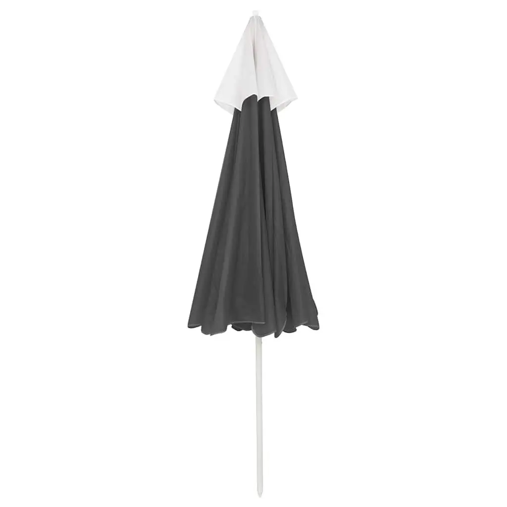 Beach Parasol Anthracite 240cm UV Protective Polyester Canopy Adjustable Tilt Vent
