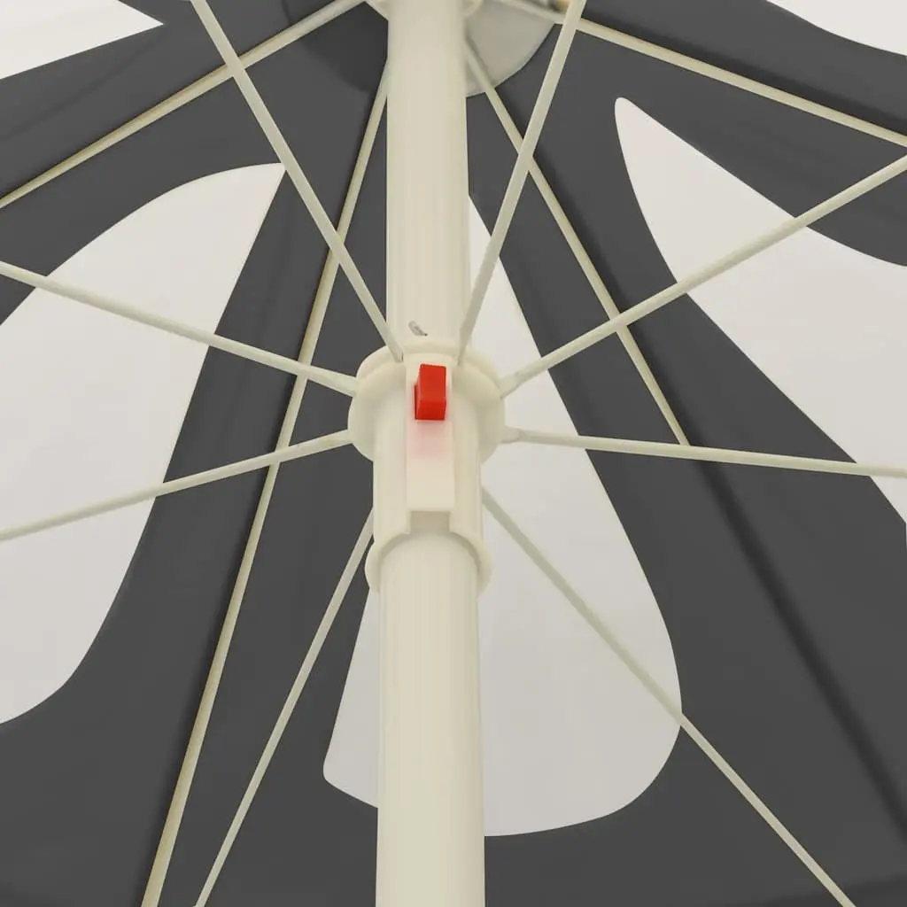 Beach Parasol Anthracite 240cm UV Protective Polyester Canopy Adjustable Tilt Vent
