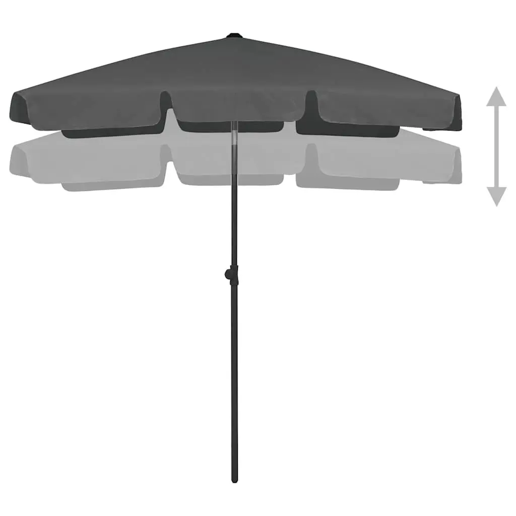 Beach Parasol Anthracite 180x120cm UV Protection Tilt Function