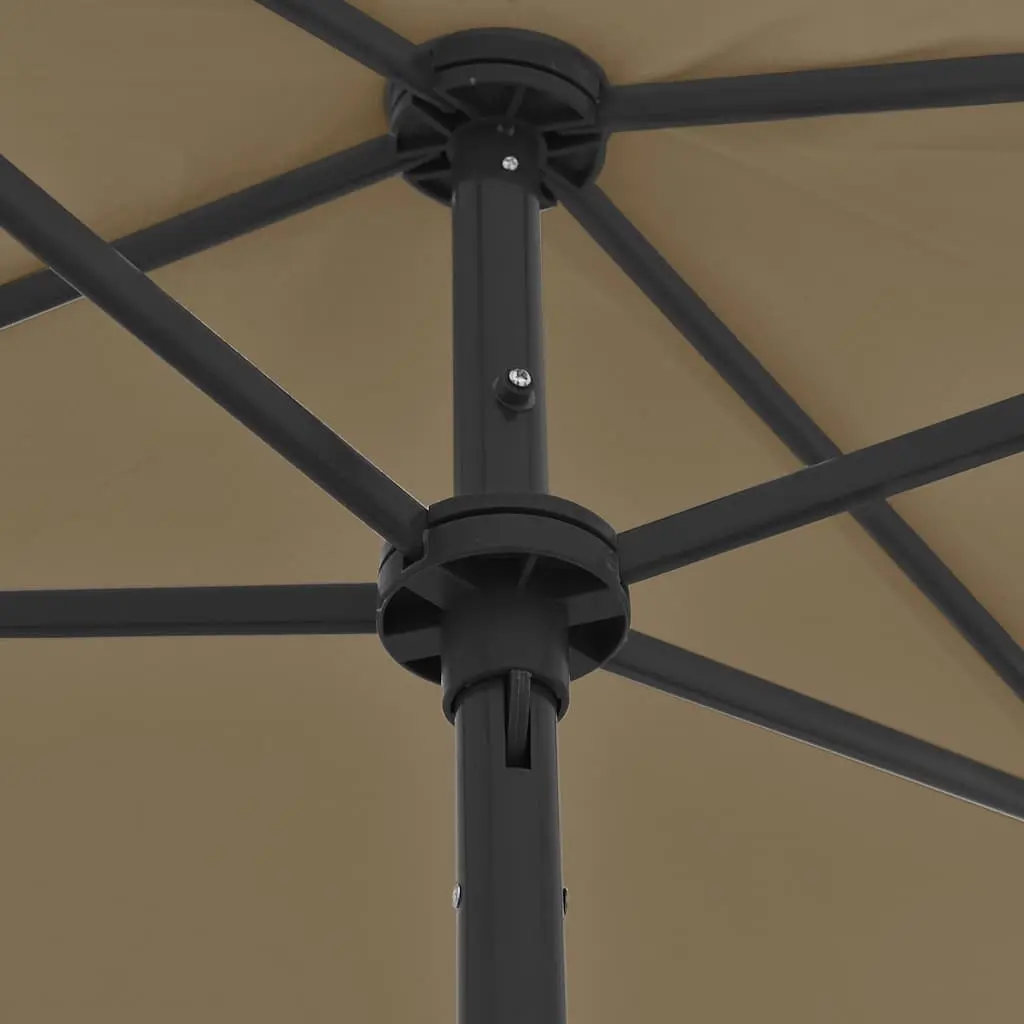 Beach Parasol Taupe 180 x 120 cm Tilt Function UV Protection