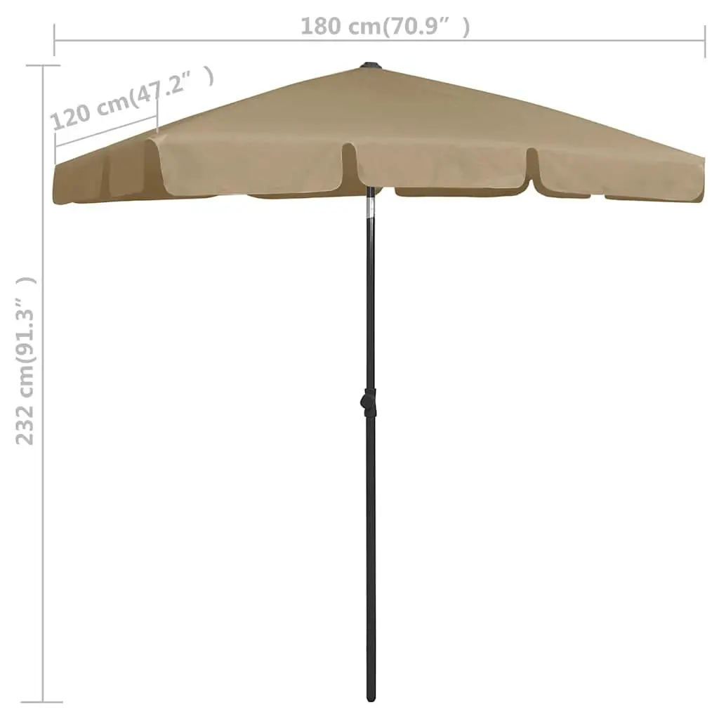 Beach Parasol Taupe 180 x 120 cm Tilt Function UV Protection