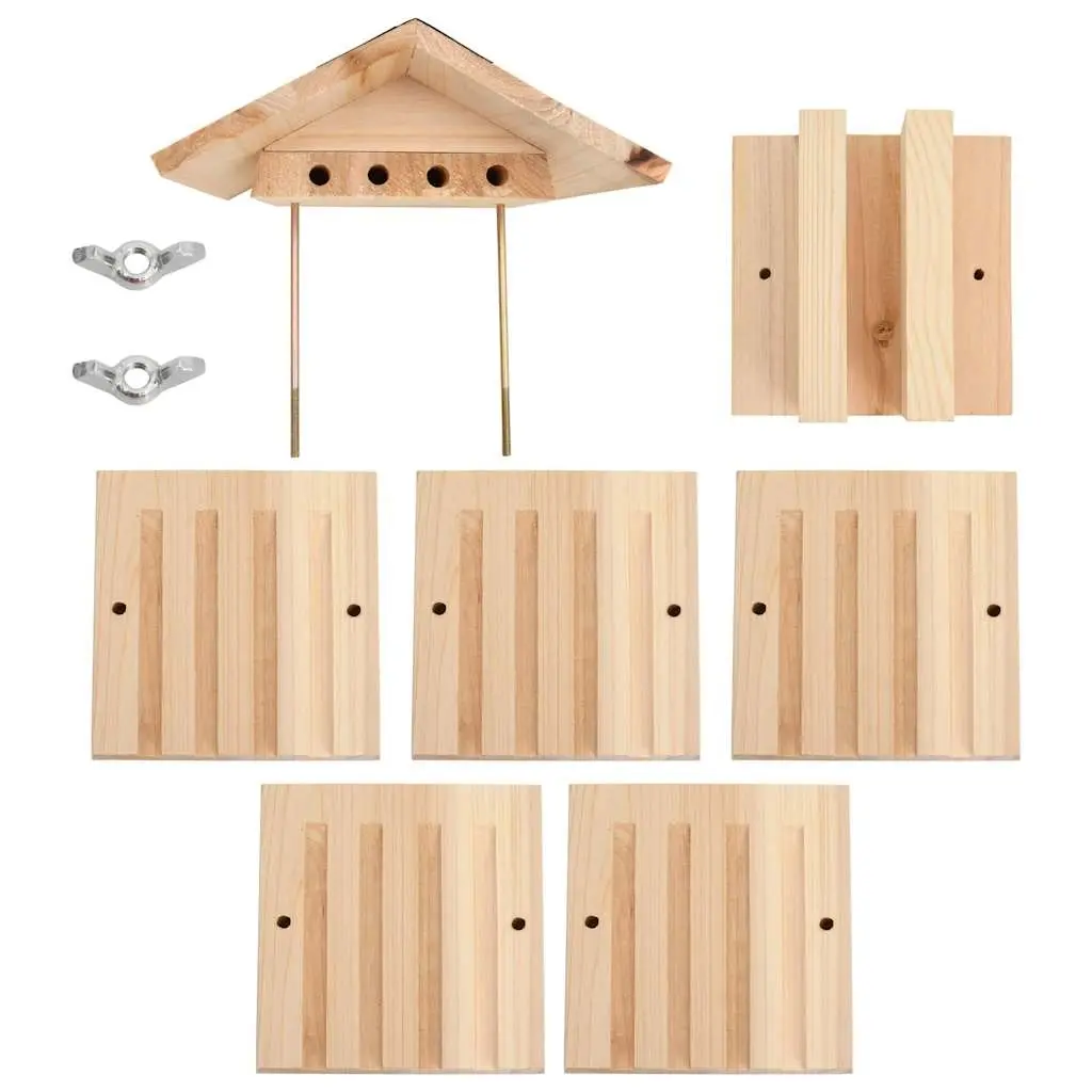 Bee Hotel Brown Wooden Nesting House Solitary Bee Habitat Outdoor Garden Insects Hive