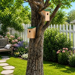 Wooden Bird Houses 10 pcs Garden Nesting Boxes Outdoor Wildlife Shelter