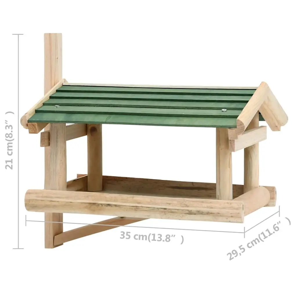 Bird Feeder Brown Solid Wood Large Feeding Platform Weather Resistant
