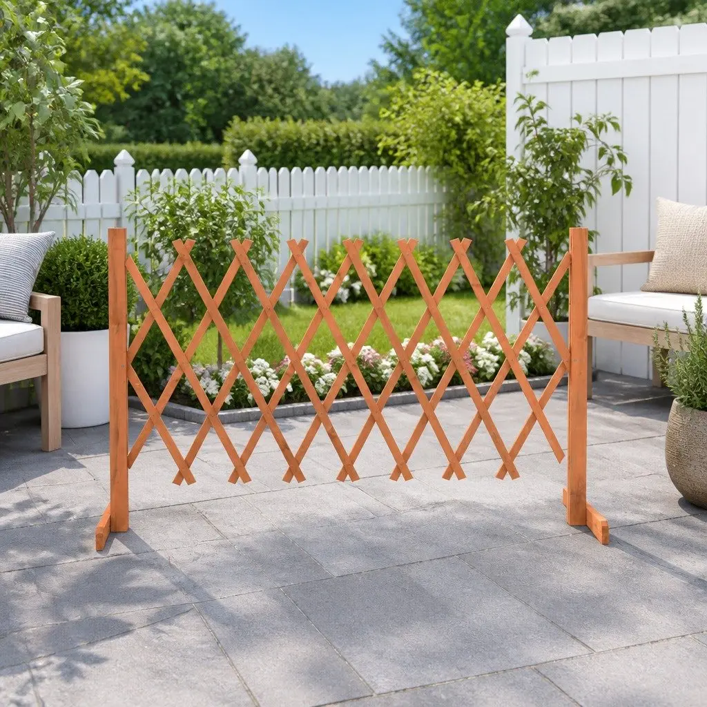 Garden Trellis Fence Panel Orange Expandable Solid Firwood Outdoor Climbing Plant Support