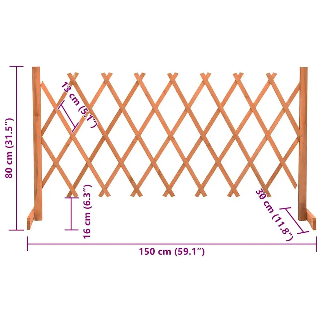 Garden Trellis Fence Panel Orange Expandable Solid Firwood Outdoor Climbing Plant Support
