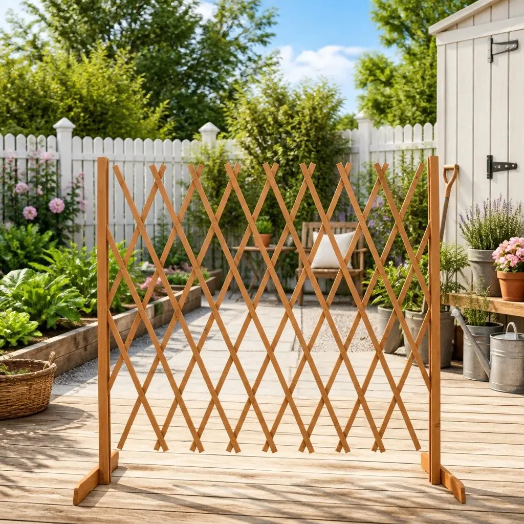 Garden Trellis Fence Panel Expandable Wooden Outdoor Privacy Screen 180cm