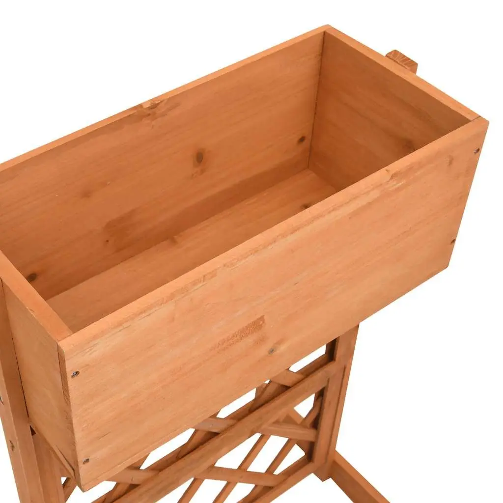 Raised Flower Box Garden Planter Orange Solid Firwood Outdoor with Trellis Support for Climbing Plants 45x30x74cm