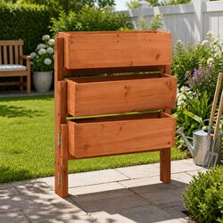 Garden Folding Planter Orange 60x14x75cm Solid Firwood Raised Flower Bed Boxes
