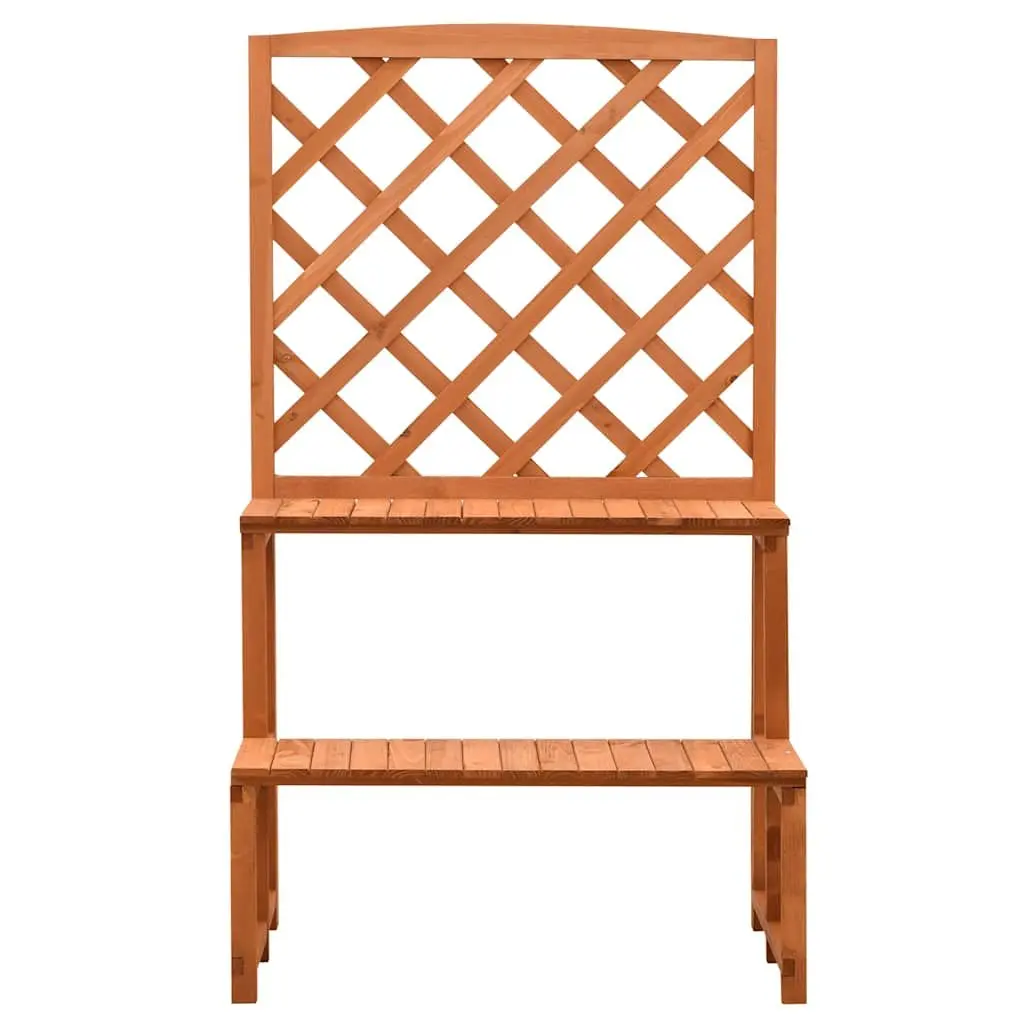 Plant Stand Orange Solid Firwood Two Height Ladder Shelves with Trellis