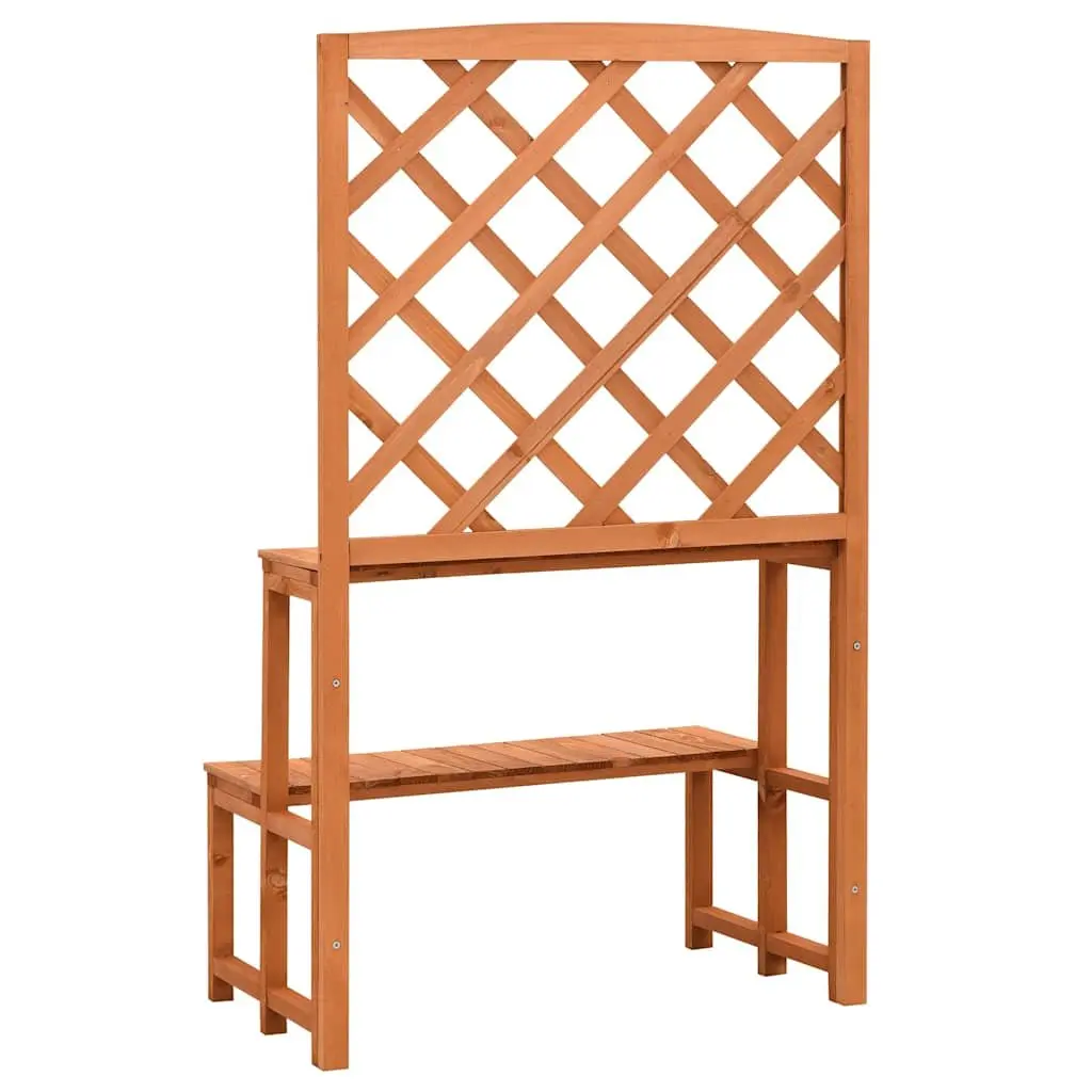Plant Stand Orange Solid Firwood Two Height Ladder Shelves with Trellis