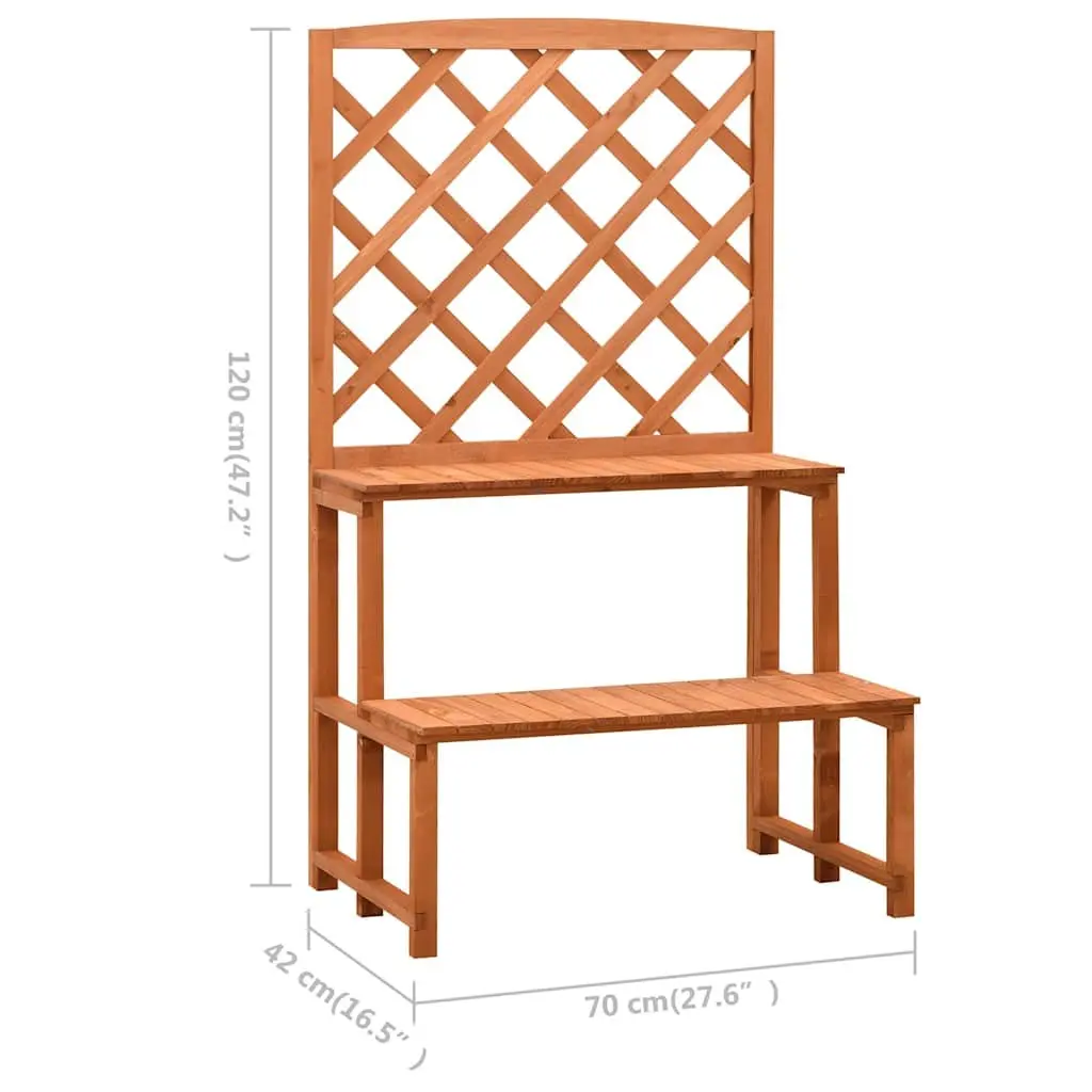 Plant Stand Orange Solid Firwood Two Height Ladder Shelves with Trellis