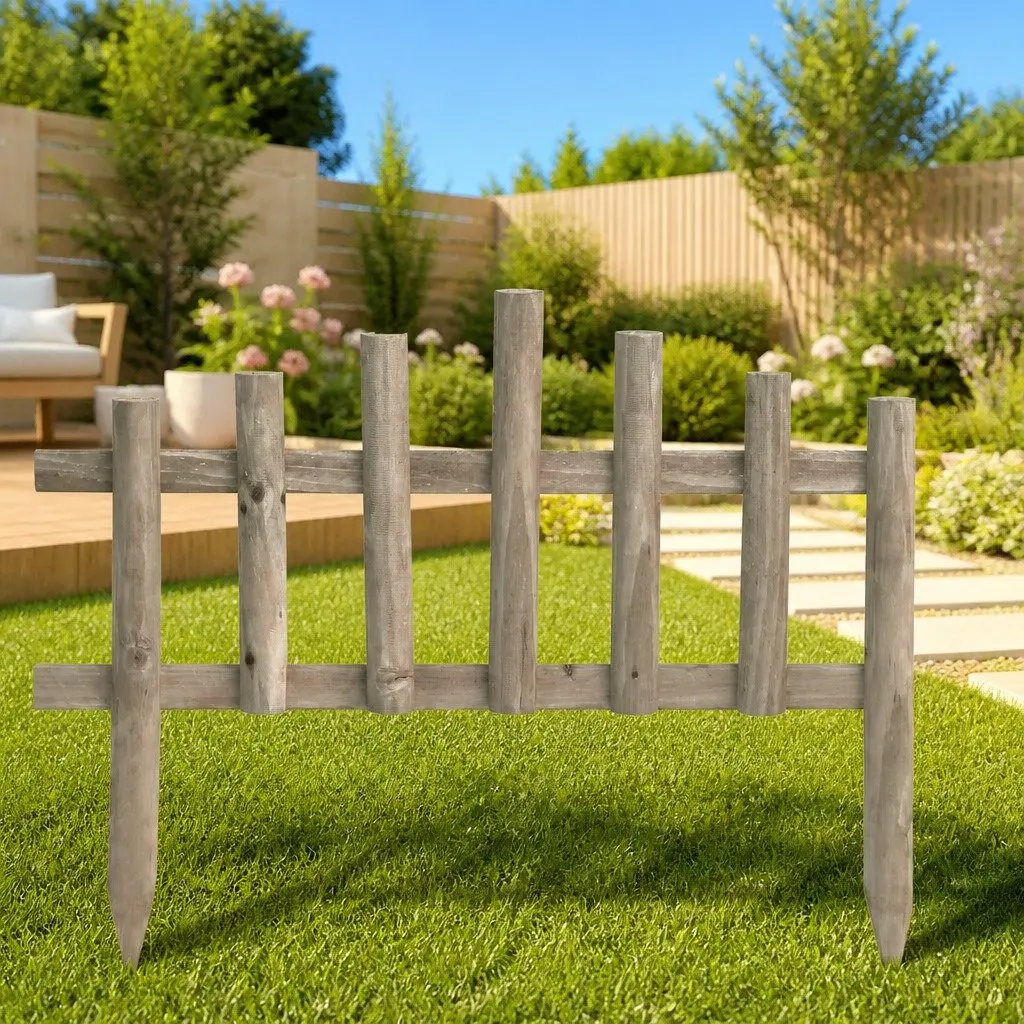Wooden Garden Edging Borders White 10 Piece Durable Firwood Weather Resistant Outdoor