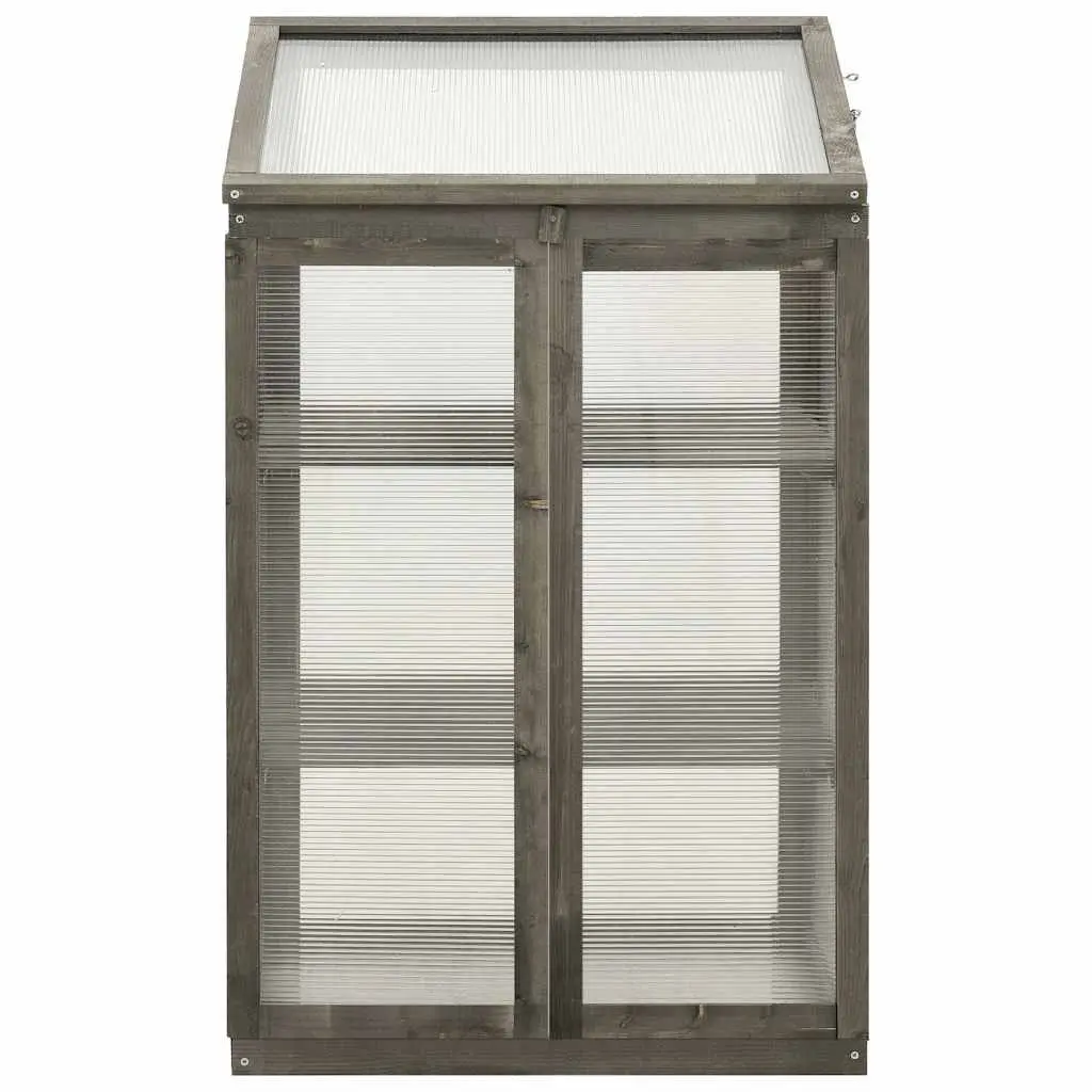 Wooden Greenhouse Grey 60x45x100cm Hinged Roof Firwood