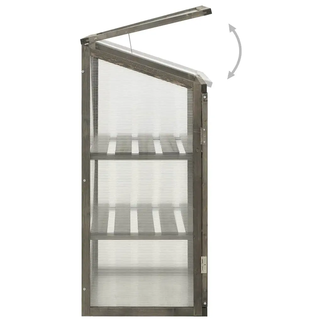 Wooden Greenhouse Grey 60x45x100cm Hinged Roof Firwood
