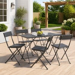Compact and Foldable Bistro Chairs - 6 Black Chairs