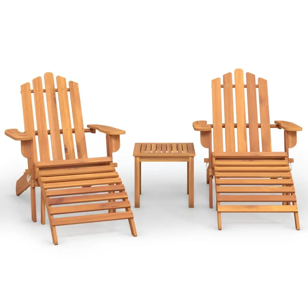 3 Piece Adirondack Garden Lounge Set Solid Wood Outdoor Furniture Brown