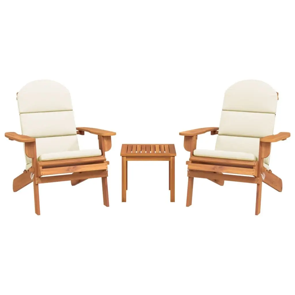 Adirondack Garden Lounge Set 3 Piece Outdoor Furniture Wooden Chair Table Brown