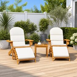 Adirondack Garden Lounge Set 3 Piece Outdoor Furniture Brown Solid Wood Chair