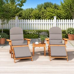 Adirondack Garden Lounge Set 3 Piece Outdoor Furniture Solid Wood Chair Table