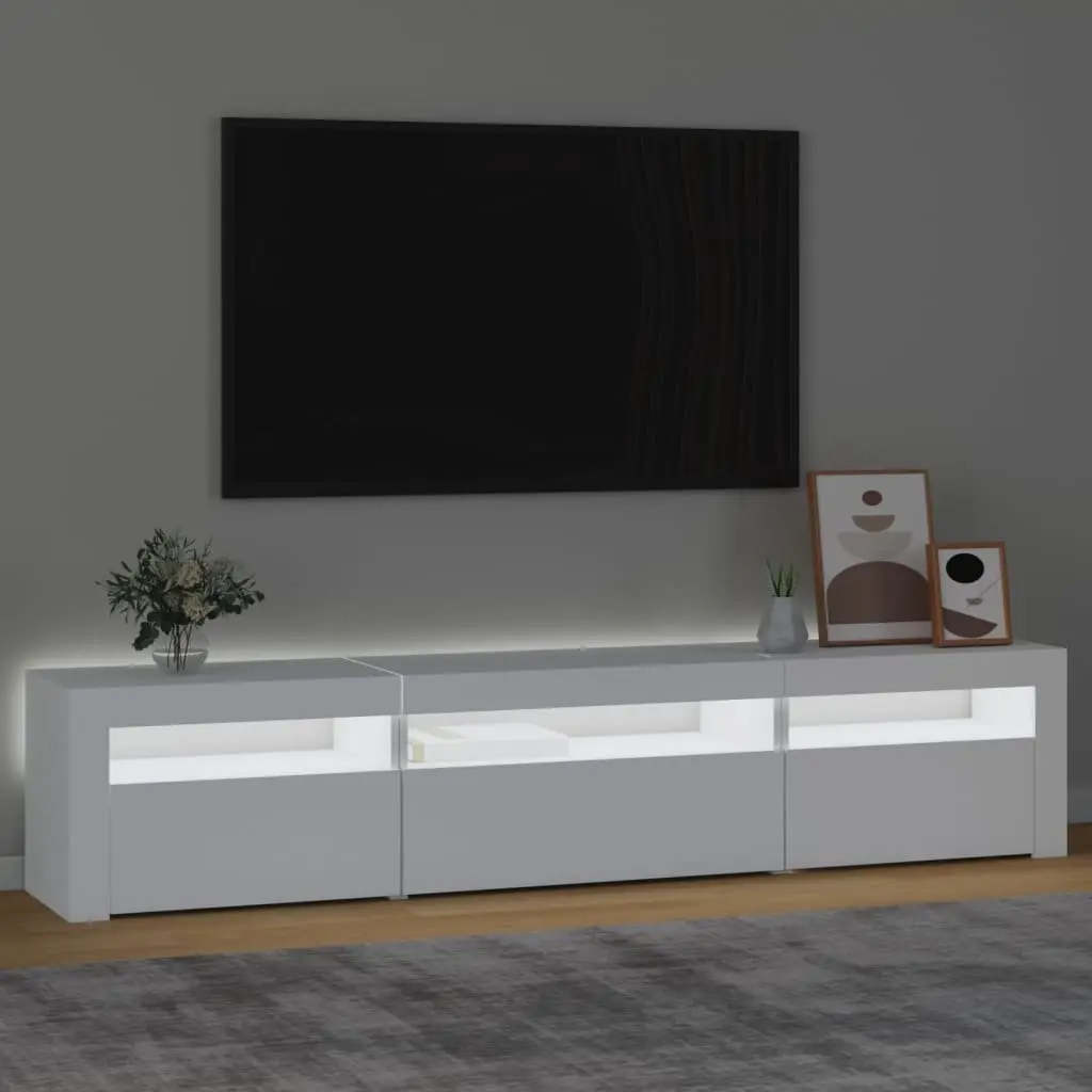 TV Cabinet with RGB LED Lights White Modern Media Unit Storage Furniture