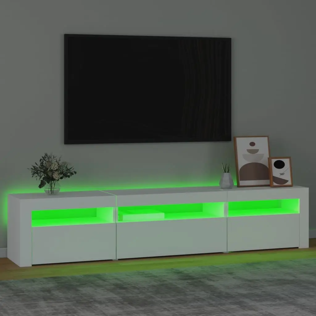 TV Cabinet with RGB LED Lights White Modern Media Unit Storage Furniture