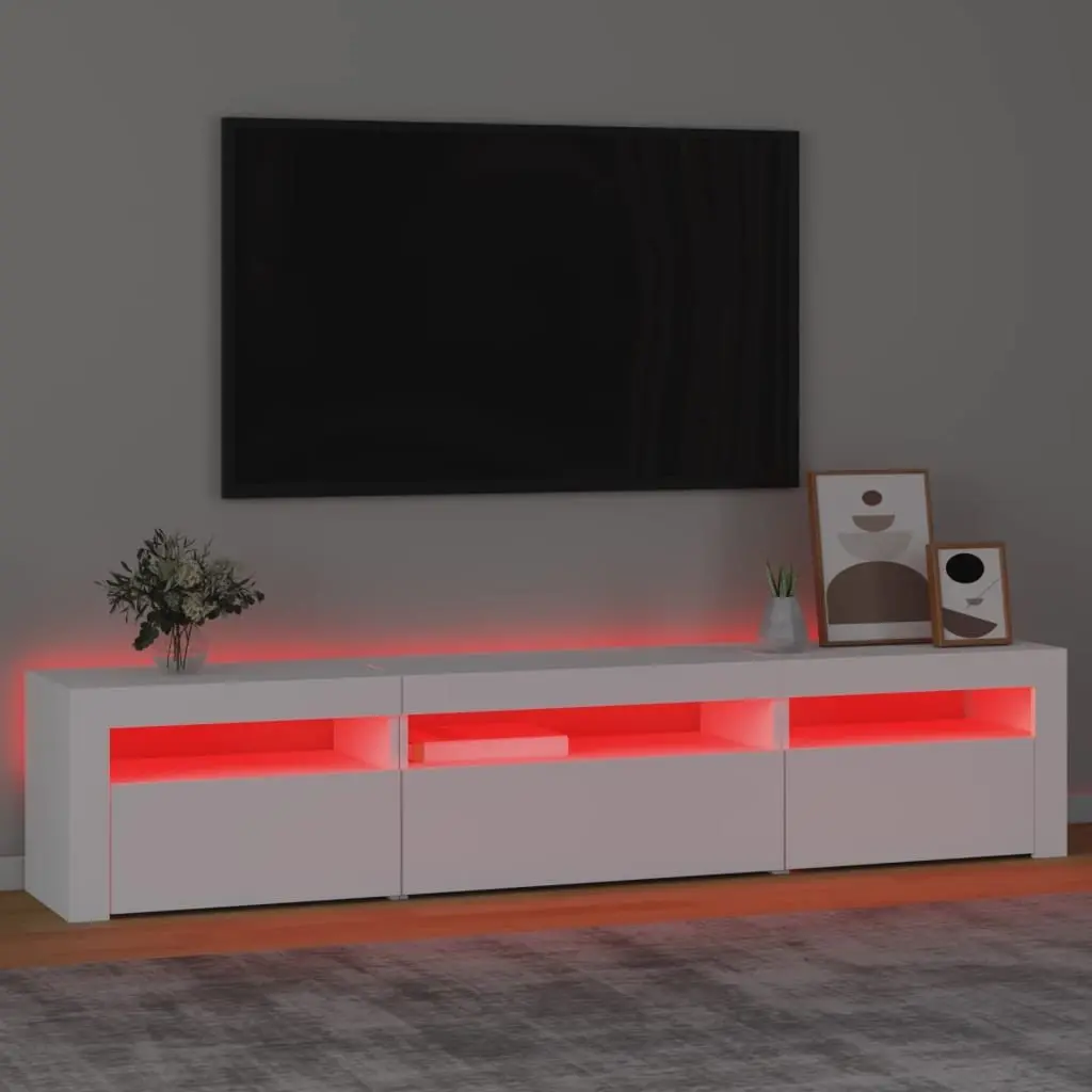 TV Cabinet with RGB LED Lights White Modern Media Unit Storage Furniture