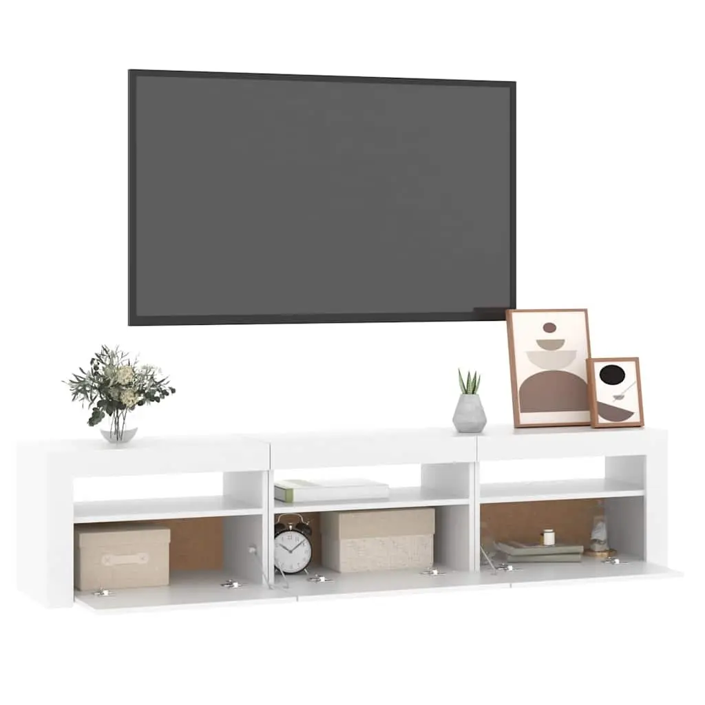 White TV Cabinet with RGB LED Ambient Lighting