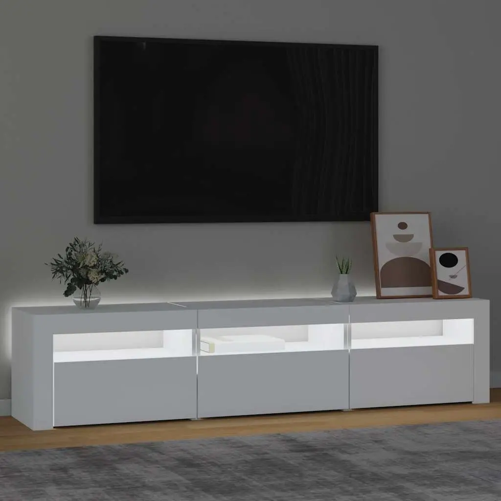 White TV Cabinet with RGB LED Ambient Lighting
